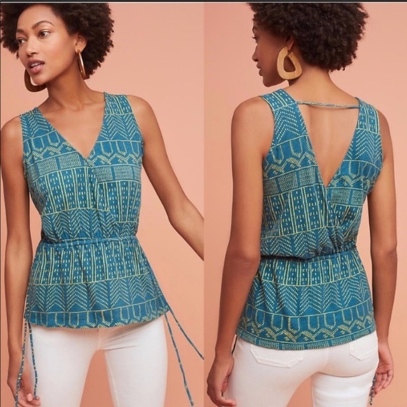 NWOT Anthro Pure + Good Green Blouse Waist String - Picture 1 of 4